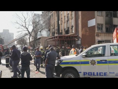 Scene at deadly building fire in central Johannesburg