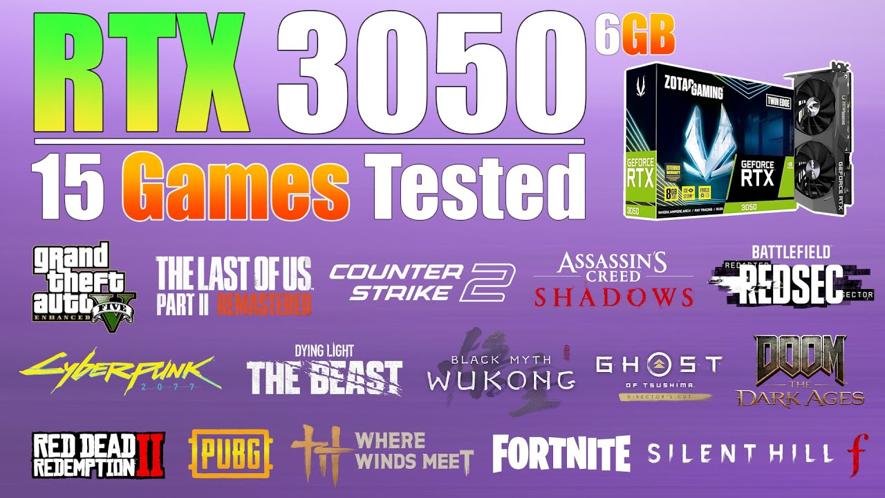 RTX 3050 6GB : New 15 Games Tested in 2026 - RTX 3050 6GB Gaming Test
