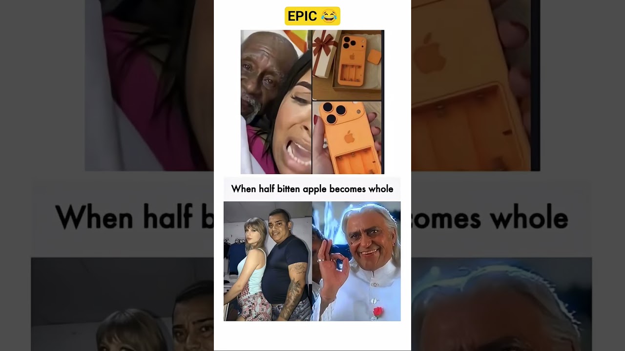 When half-bitten apple finally becomes whole😂🍎”