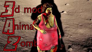 zombie woman 3d blue screen