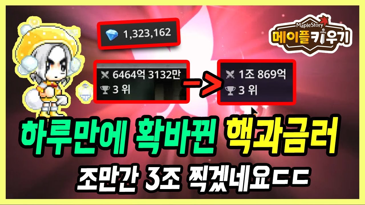 【메이플 키우기】 그때 그 계정 맞아? 폭풍성장! 1조 스펙 근황  [사우나킹#2]