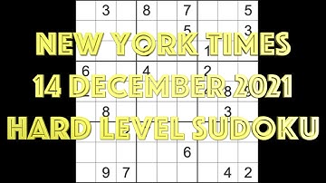 Sudoku solution – New York Times sudoku 14 December 2021 Hard level
