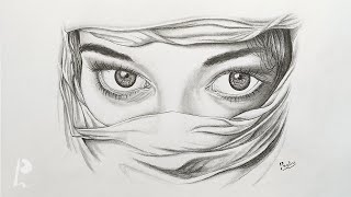 Realistic Eyes Drawing of Girl with Hijab | Pencil Sketch | PrabuDbz Art