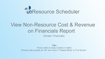 View Non-Resource Cost & Revenue on Financials Report – eRS Resource Allocation Tool