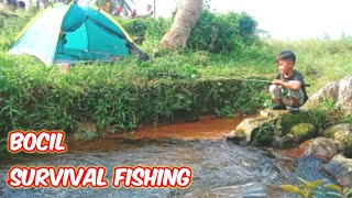 Bocil camping. Survival Indonesia. Fishing di sungai