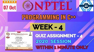 Programming In C++ - NPTEL || WEEK 4 QUIZ ASSIGNMENT SOLUTION ||