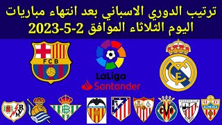 ترتيب الدوري الاسباني بعد انتهاء مباريات اليوم الثلاثاء الموافق 2-5-2023