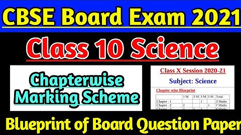 Class 10 Science Chapterwise Marking Scheme, Blueprint of Science Question Paper Board 2020 |