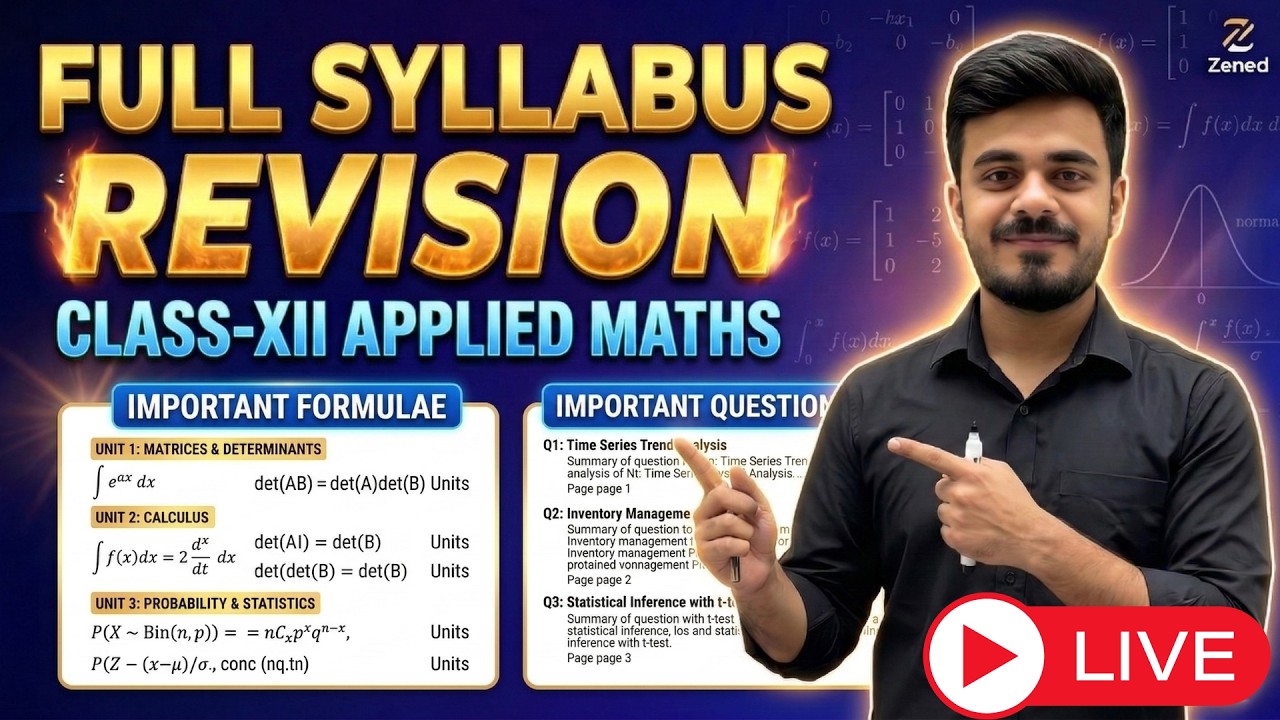 🔴LIVE: FULL SYLLABUS REVISION | APPLIED MATHS| THE LAST MILE 🔥| CBSE BOARDS 2026