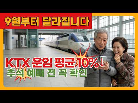 9월부터 KTX·SRT 달라졌습니다! 운임 평균 10% 인하, 추석 예매 전 꼭 확인하세요