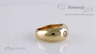 0.40CT Diamond Dome Solid 14K Gold Men's Signet Ring | SG000732