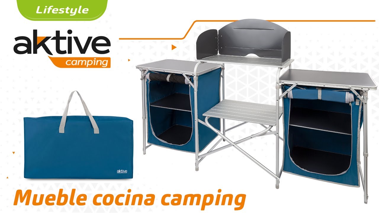 Mueble plegable cocina camping con paravientos Aktive