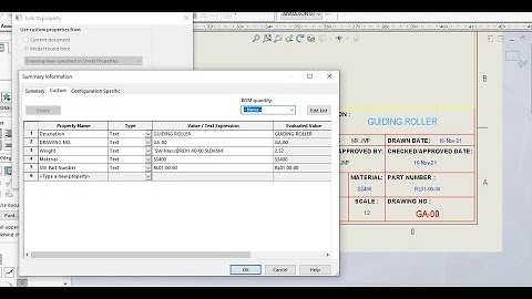 วิธีการลิ้งค์คุณสมบัติชิ้นงานให้เป็นอัตโนมัติบน Title Block Template บทที่ 10/4