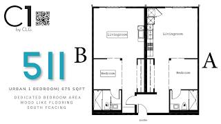 C1 #511 A or B | Urban 1 Bed 675 sqft