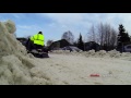 Snowmachine stuck in the trail