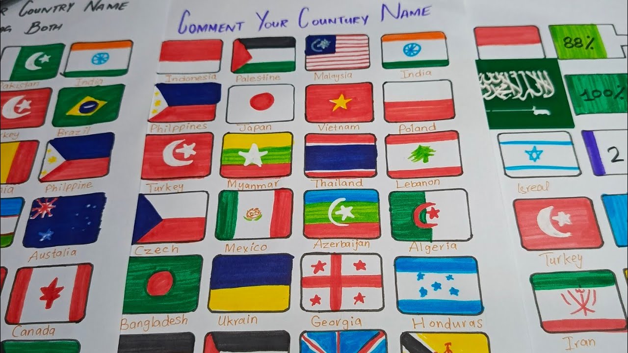 World 🌍 Countries flag drawing |Easy flag drawing 