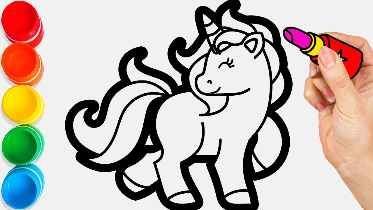 glitter unicorn coloring and drawing for kids painting for toddlers