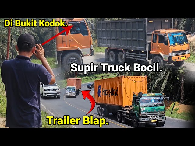 Supir Truck Tronton Bocil Di Bukit Kodok Terekam Jelas Di Camera.Truk Traler Trailer Balap Menanjak. class=