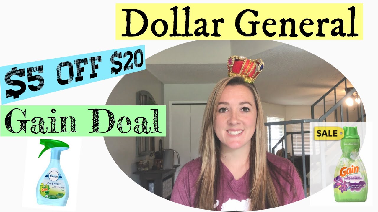 Dollar general $5 off $20 GAIN Deal!! $0.72 per item!!!