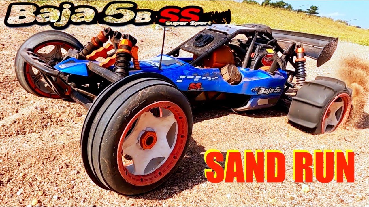 HPI Baja With Paddle Tires on the Sand - Genuine HPI Baja SS, Not A