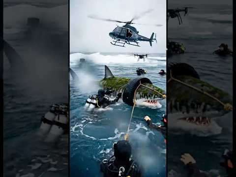 pov rescue a shark stuck in tire in the Arctic