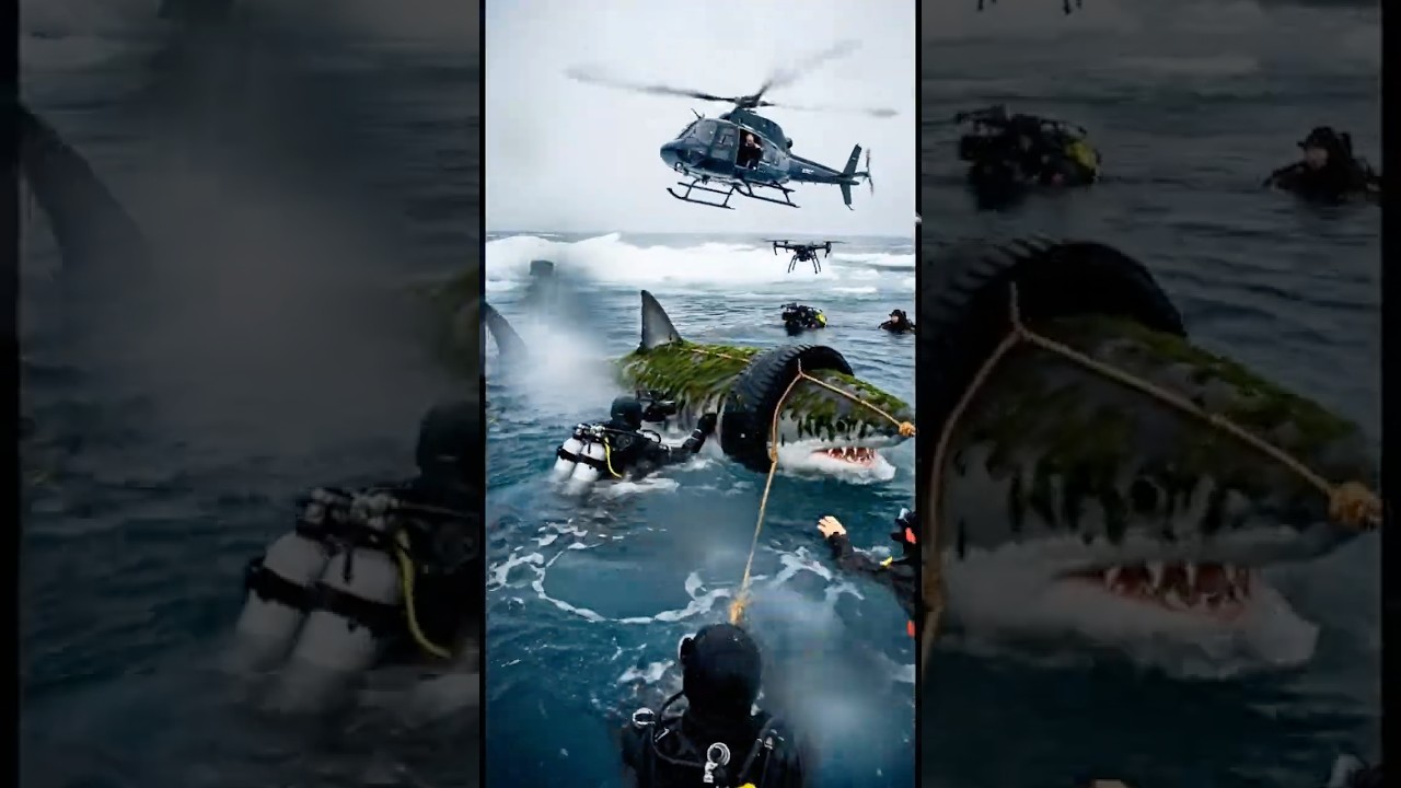 pov rescue a shark stuck in tire in the Arctic