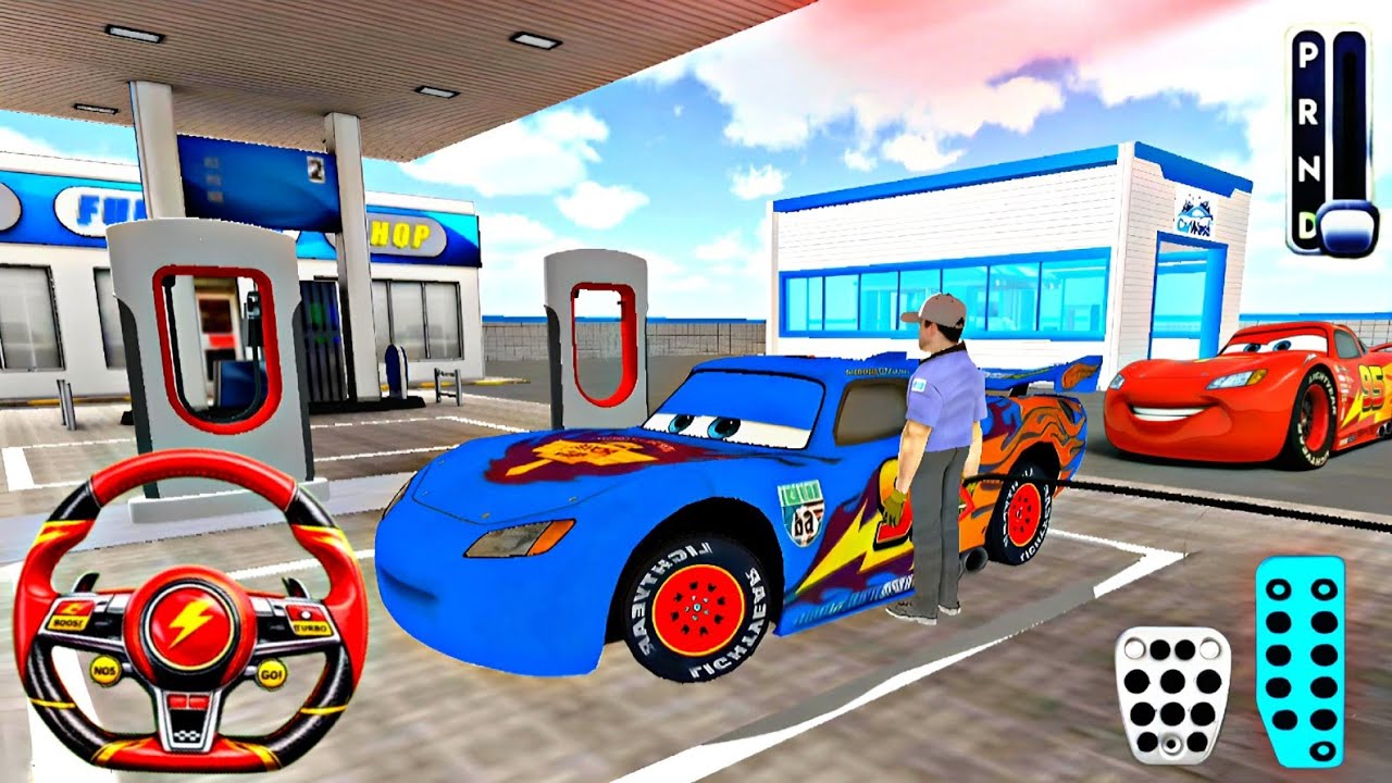 New Blue McQueen Car in Gas Station - 3D Driving Class - Android Gameplay