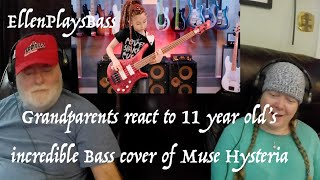 11 year old Ellen's incredible Bass cover of Muse Hysteria Grandparents from Tennessee (USA) react