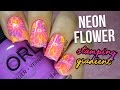 Neon Flower Stamping Spot Gradient Nail Art || TWI_STAR