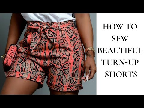 How to make BEAUTIFUL TURN UP SHORTS with BELT HOLDERS & FABRIC BELT ...