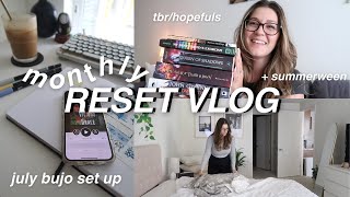 july monthly reset vlog 💗 || reading journal set up 📔 - tbr - summerween tbr 📚 - day in the life