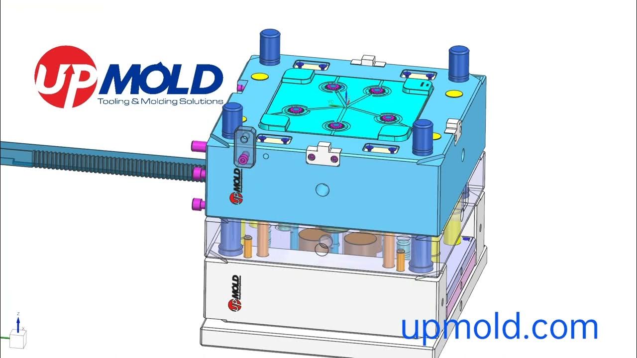 Unscrewing cap plastic mold design with rack & hydraulic cylinder