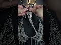 Black lace choker with dangling silver detail