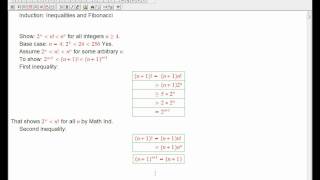 Induction examples: inequalities and Fibonacci