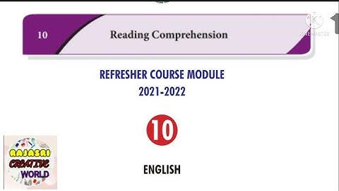 10th standard English Refresher course module answer key | English lesson 10.Reading comprehension