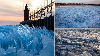 Lake Michigan Covered with a Million Pieces of Gorgeous Ice Shards