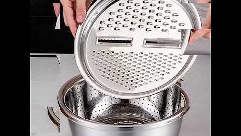 Bộ Rổ, Chậu Kèm Nạo Rau Củ Quả Inox 304 Đa Năng 3in1