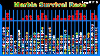 Marble Survival Race ~200 countries marble race~ in Algodoo | Marble Factory