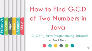 Java Program to Find G.C.D of Two Numbers | Sonali Thore | LLAGT #LLAGT