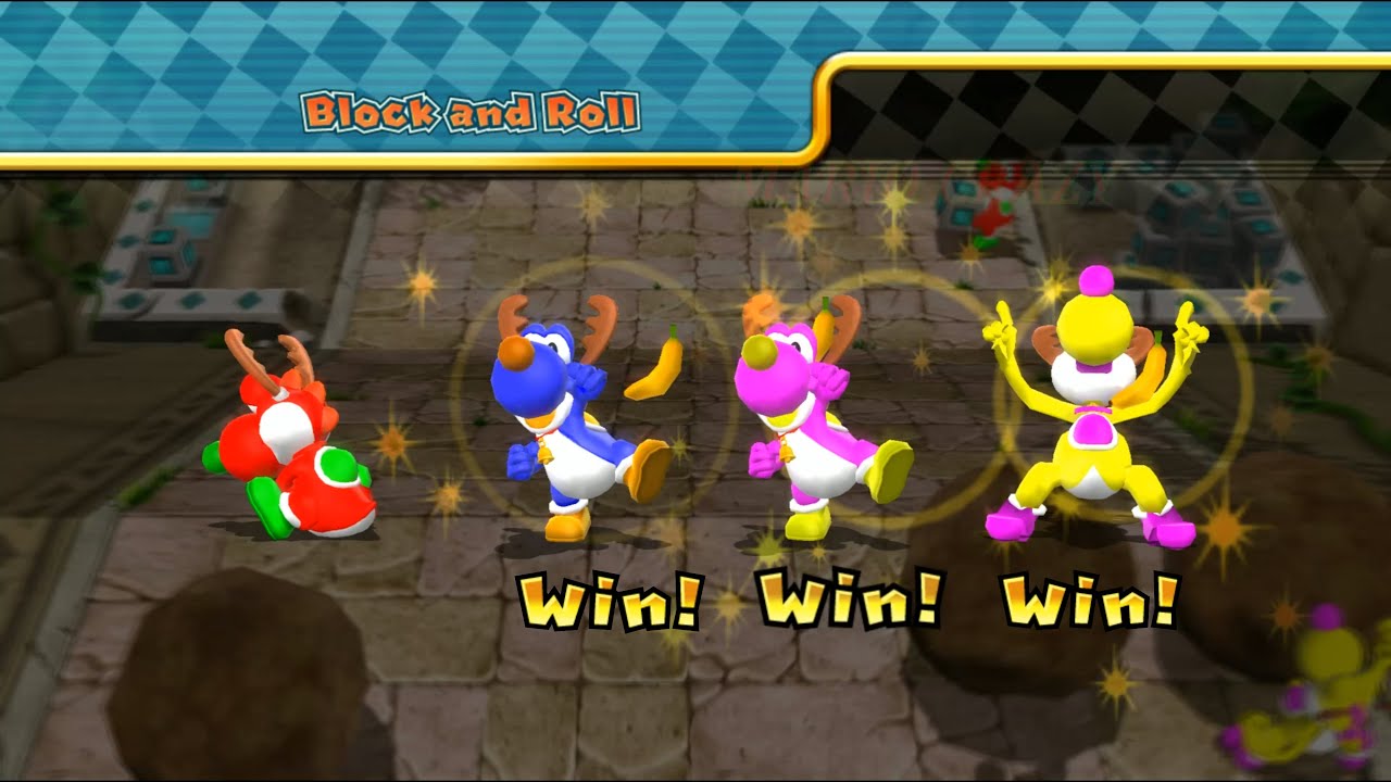 Mario Party 9 DK's Jungle Ruins - Yoshi vs Wario vs Luigi vs Peach