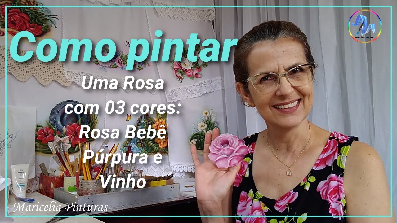 COMO PINTAR ROSA - INICIANTE FÁCIL E RÁPIDO - Com 03 cores - Engane seu Cérebro - Maricélia Pinturas