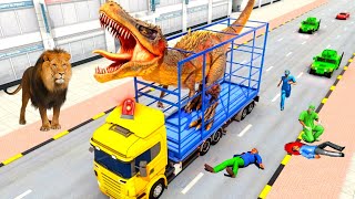 شاحنة نقل الحيوانات سفاري - محاكاة البرية نقل ديناصور مجنون - لعبة ديناصورات ضخمة - العاب اندرويد screenshot 2
