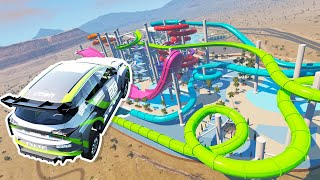 The ULTIMATE Car Waterpark! DESTRUCTIVE Water Slides & Roller Coasters! - BeamNG Multiplayer screenshot 2