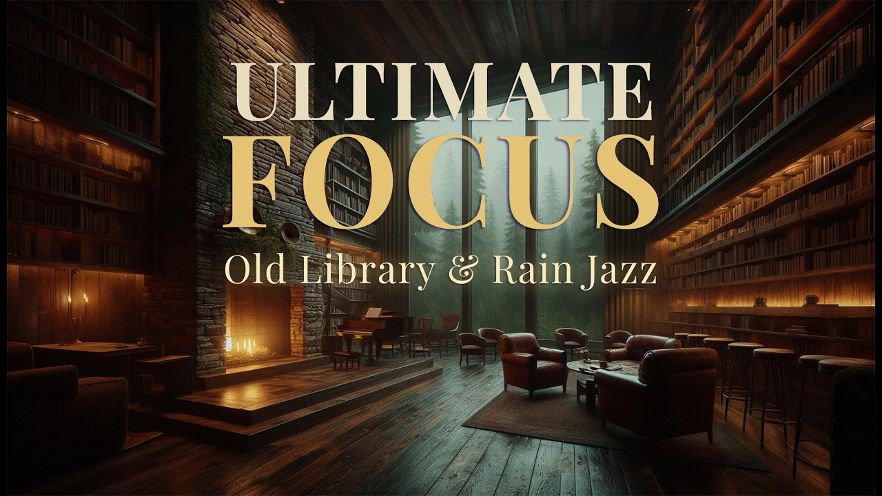 Old Library Jazz & Rain | Dark Academia Ambience for Study 📚