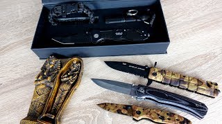 Günstiges Messerset und 3 weitere Einhand Messer von Amazon  Unboxing und Review