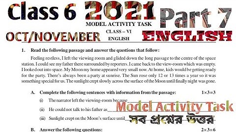 MODEL ACTIVITY TASK CLASS 6 ENGLISH PART 7 OCTOBER 2021