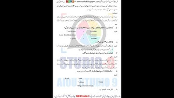 AIOU CODE:311 Asst No.01, Spring 2023 کھاتہ نویسی و محاسبی Book Keeping and Accountancy