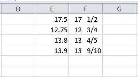 Convert decimals to fractions using Excel