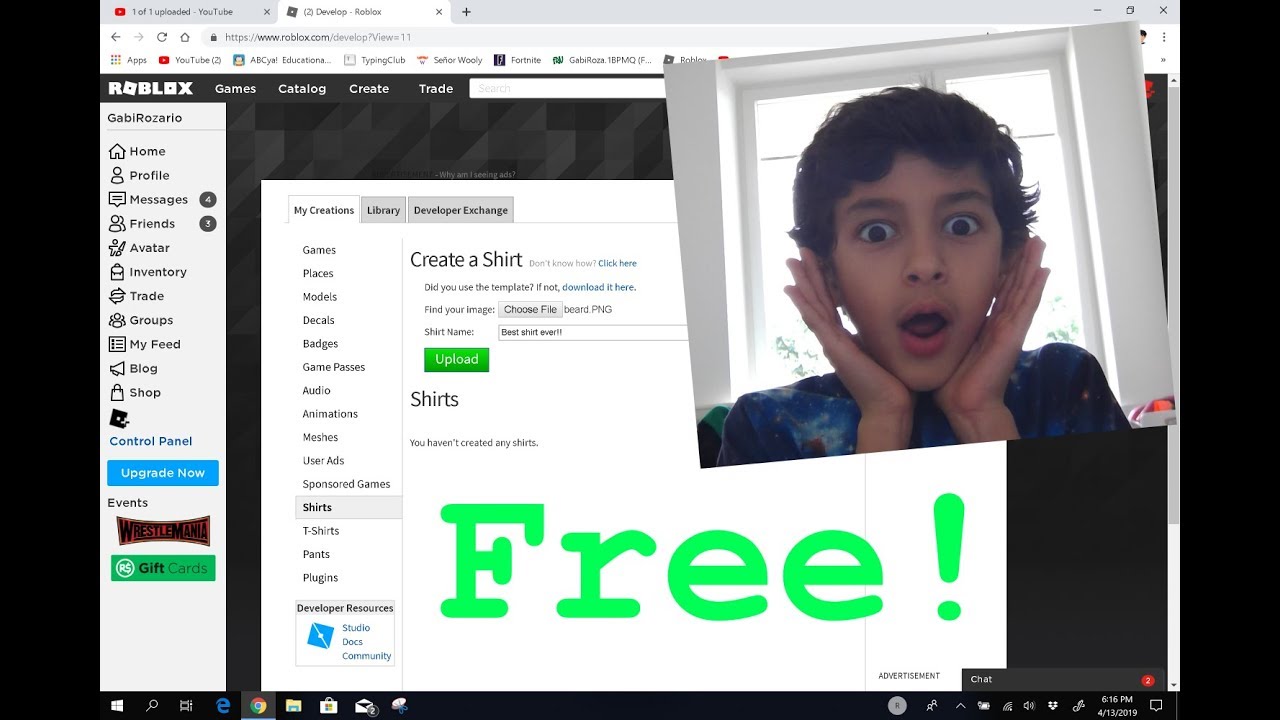 How To Make A Free Shirt On Roblox Youtube - how to upload free tshirts on roblox youtube