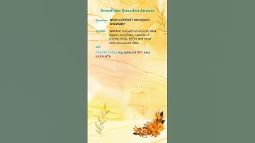 VARIANT data type in Snowflake. #snowflakes #coding #quiz #education #questionanswer #TechCheatSheet